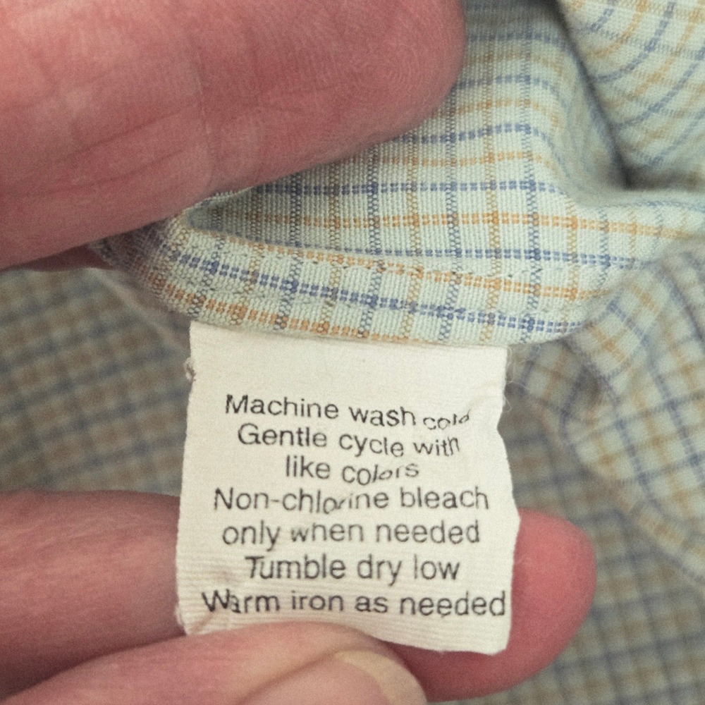 J.Crew Mens XL Long Sleeve Button Down Shirt Green‎ Blue Micro Check Cotton - Picture 6 of 9